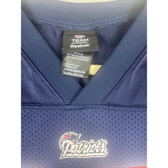 VTG Reebok Jersey Tom Brady #12 New England Patriots Boys Youth XL 18-20 Blue - Picture 6 of 9